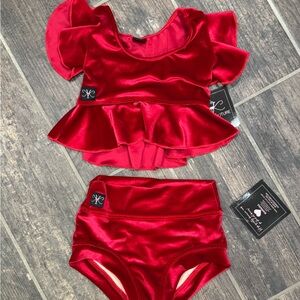 Kandi Kouture NWT CM 5/6 Red Velvet Kids Matching Set